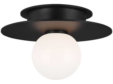 Visual Comfort Studio Nodes 8" 1-Light Midnight Black Globe Round Flush Mount VCSKF1001MBK