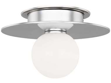 Visual Comfort Studio Nodes 8" 1-Light Polished Nickel Globe Round Flush Mount VCSKF1001PN