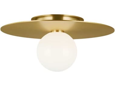 Visual Comfort Studio Nodes 1-Light Burnished Brass Globe Round Flush Mount VCSKF1011BBS