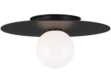 Visual Comfort Studio Nodes 14" 1-Light Midnight Black Globe Round Flush Mount VCSKF1011MBK