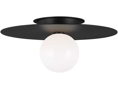 Visual Comfort Studio Nodes 17" 1-Light Midnight Black Globe Round Flush Mount VCSKF1021MBK