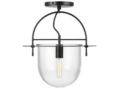 Visual Comfort Studio Nuance 15" 1-Light Aged Iron Black Semi Flush Mount VCSKF1071AI