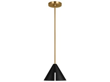 Visual Comfort Studio Cambre 8" 1-Light Midnight Black Burnished Brass Mini Pendant VCSKP1121MBKBBSL1