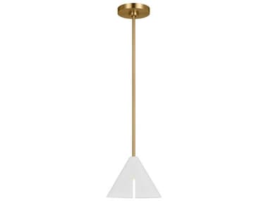 Visual Comfort Studio Cambre 1-Light Matte White Burnished Brass Mini Pendant VCSKP1121MWTBBSL1