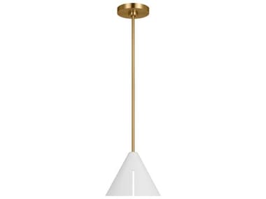 Visual Comfort Studio Cambre 1-Light Matte White Burnished Brass Mini Pendant VCSKP1131MWTBBSL1