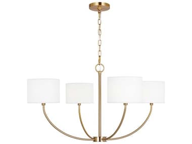 Visual Comfort Studio Sawyer 31" Wide 4-Light Burnished Brass Drum Chandelier VCSKSC1034BBS