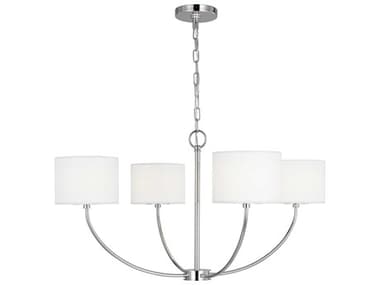 Visual Comfort Studio Sawyer 31" Wide 4-Light Polished Nickel Drum Chandelier VCSKSC1034PN