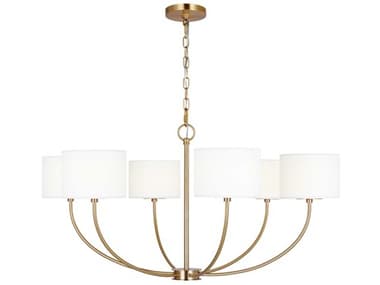 Visual Comfort Studio Sawyer 6-Light Burnished Brass Drum Chandelier VCSKSC1046BBS