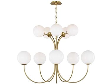 Visual Comfort Studio Noemie 10-Light Burnished Brass Globe Tiered Chandelier VCSKSC11210BBS