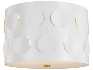 Visual Comfort Studio Dottie 2-Light Burnished Brass White Drum Flush Mount VCSKSF1002BBS