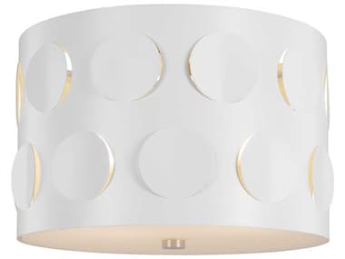 Visual Comfort Studio Dottie 2-Light Polished Nickel White Drum Flush Mount VCSKSF1002PN