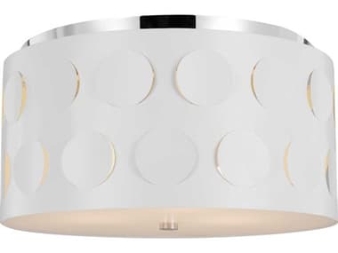 Visual Comfort Studio Dottie 3-Light Polished Nickel White Drum Flush Mount VCSKSF1013PN