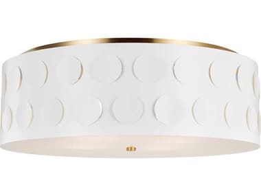 Visual Comfort Studio Dottie 4-Light Burnished Brass White Drum Flush Mount VCSKSF1024BBS