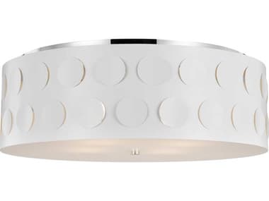 Visual Comfort Studio Dottie 27" 4-Light Polished Nickel White Drum Flush Mount VCSKSF1024PN