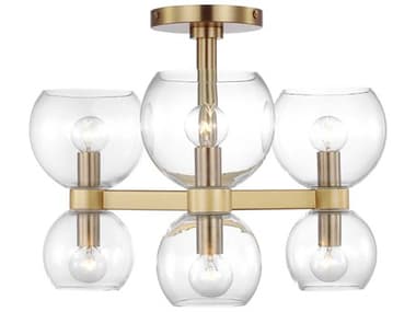 Visual Comfort Studio Londyn 20" 6-Light Burnished Brass Semi Flush Mount VCSKSF1036BBSCG