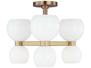 Visual Comfort Studio Londyn 6-Light Burnished Brass Semi Flush Mount VCSKSF1036BBSMG