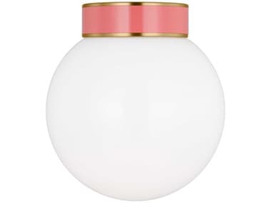 Visual Comfort Studio Monroe 1-Light Burnished Brass Coral Pink Globe Flush Mount VCSKSF1051BBSCRL