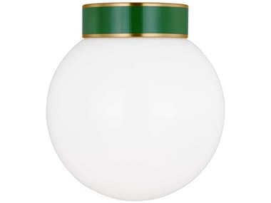 Visual Comfort Studio Monroe 8" 1-Light Burnished Brass Green Globe Flush Mount VCSKSF1051BBSGRN