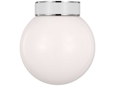 Visual Comfort Studio Monroe 1-Light Polished Nickel Gloss White Globe Flush Mount VCSKSF1051PNGW