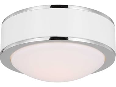 Visual Comfort Studio Monroe 5" 1-Light Polished Nickel Round Flush Mount VCSKSF1061PNGW