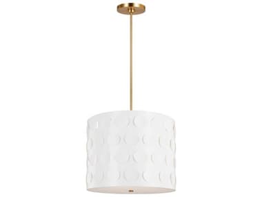 Visual Comfort Studio Dottie 20" 3-Light Burnished Brass White Drum Pendant VCSKSP1003BBS