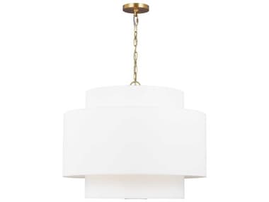 Visual Comfort Studio Sawyer 3-Light Burnished Brass Drum Pendant VCSKSP1043BBS