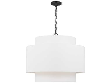 Visual Comfort Studio Sawyer 3-Light Midnight Black White Pendant VCSKSP1043MBK