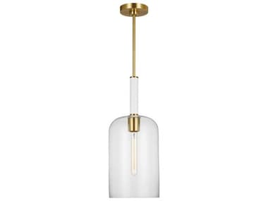 Visual Comfort Studio Monroe 8" 1-Light Burnished Brass Cylinder Mini Pendant VCSKSP1051BBSGW