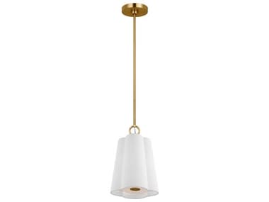 Visual Comfort Studio Bronte 9" 1-Light Burnished Brass White Mini Pendant VCSKSP1071BBS