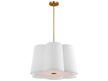 Visual Comfort Studio Bronte 28" 4-Light Burnished Brass White Pendant VCSKSP1094BBS