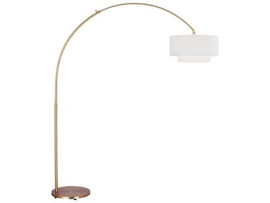 Visual Comfort Studio Sawyer Burnished Brass White Linen Fabric Floor Lamp VCSKST1031BBS1