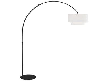 Visual Comfort Studio Sawyer Midnight Black White Linen Floor Lamp VCSKST1031MBK1