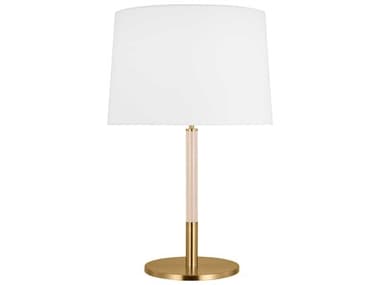 Visual Comfort Studio Monroe Burnished Brass Blush White Linen Fabric Pink Buffet Lamp VCSKST1041BBSBLH1