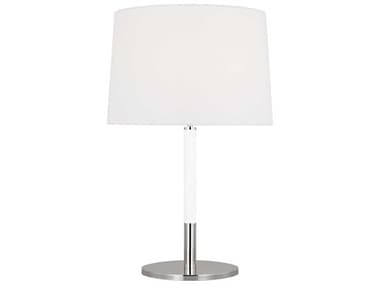 Visual Comfort Studio Monroe Polished Nickel Gloss White Linen Fabric Buffet Lamp VCSKST1041PNGW1