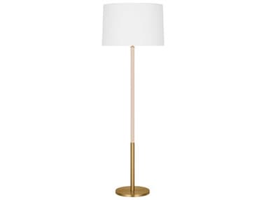 Visual Comfort Studio Monroe 61" Tall Burnished Brass Blush White Linen Fabric Pink Floor Lamp VCSKST1051BBSBLH1