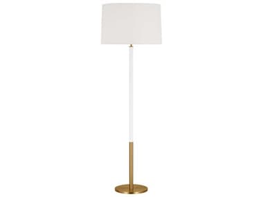 Visual Comfort Studio Monroe Burnished Brass Gloss White Linen Fabric Floor Lamp VCSKST1051BBSGW1