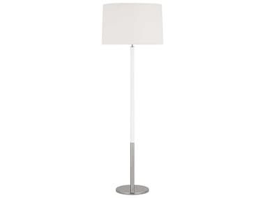 Visual Comfort Studio Monroe 61" Tall Polished Nickel Gloss White Linen Fabric Floor Lamp VCSKST1051PNGW1