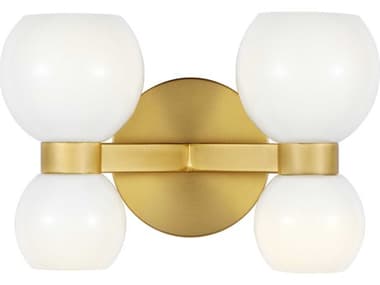 Visual Comfort Studio Londyn 12" Wide 4-Light Burnished Brass Vanity Light VCSKSW1034BBSMG