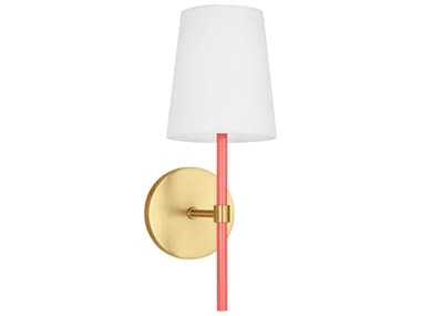 Visual Comfort Studio Monroe 13" Tall 1-Light Burnished Brass Coral Pink Wall Sconce VCSKSW1081BBSCRL