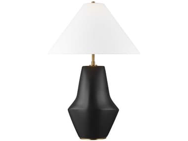 Visual Comfort Studio Contour Coal White Linen Fabric Black Buffet Lamp VCSKT1221COL1