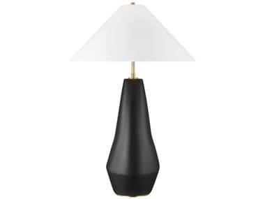 Visual Comfort Studio Contour Coal White Linen Fabric Black Buffet Lamp VCSKT1231COL1