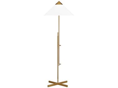 Visual Comfort Studio Franklin Burnished Brass White Linen Fabric Floor Lamp VCSKT1291BBS1