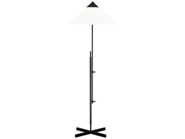 Visual Comfort Studio Franklin 57" Tall Deep Bronze White Linen Fabric Black Floor Lamp VCSKT1291BNZ1