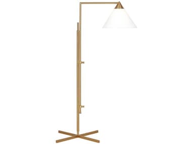 Visual Comfort Studio Franklin 42" Tall Burnished Brass White Linen Fabric Floor Lamp VCSKT1301BBS1