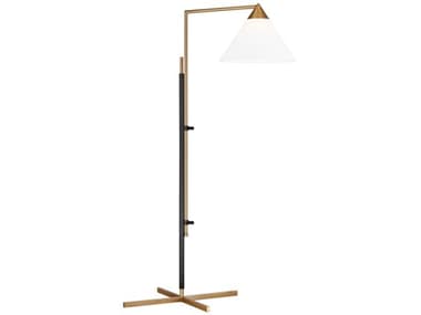 Visual Comfort Studio Franklin 42" Tall Burnished Brass Deep Bronze White Linen Fabric Floor Lamp VCSKT1301BBSBNZ1