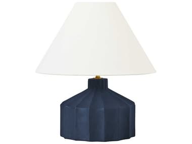 Visual Comfort Studio Veneto Matte Blue Wash White Linen Fabric Table Lamp VCSKT1331MMBW1