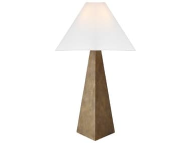 Visual Comfort Studio Herrero Antique Gild White Linen Fabric Brown Buffet Lamp VCSKT1371ADB1