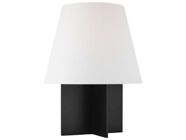 Visual Comfort Studio Blocco Midnight Black White Linen Fabric Table Lamp VCSKT1431MBK
