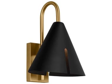 Visual Comfort Studio Cambre 11" Tall 1-Light Midnight Black Burnished Brass Wall Sconce VCSKW1131MBKBBSL1