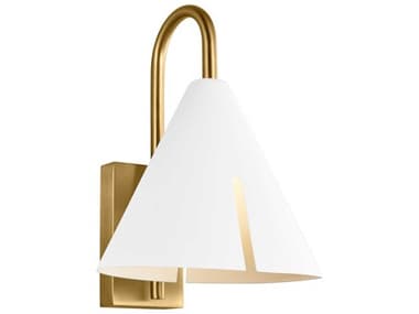 Visual Comfort Studio Cambre 1-Light Matte White Burnished Brass Wall Sconce VCSKW1131MWTBBSL1